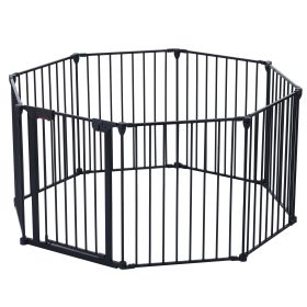 200" Adjustable Safety Gate 8 Panels Play Yard Metal Doorways Fireplace Fence Christmas Tree Fence Gate for House Stairs Gate prohibited area fen